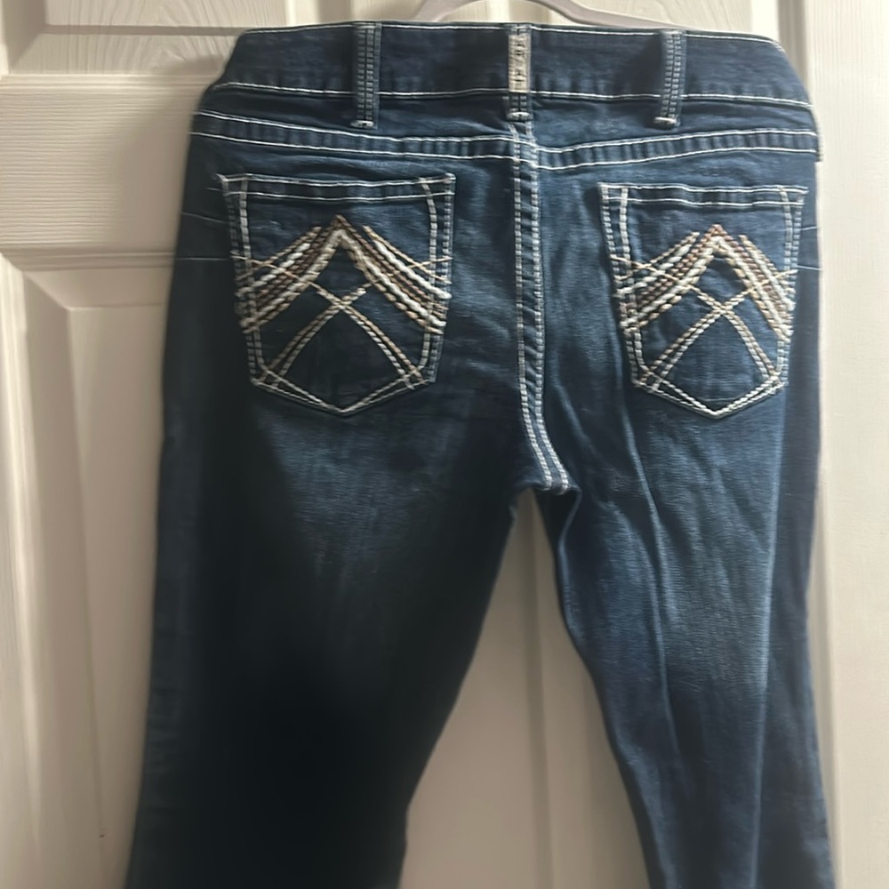 Ariat R.E.A.L. Low Rise Stretch Rosy Whipstitch Boot Cut Jeans Size 32R Blue